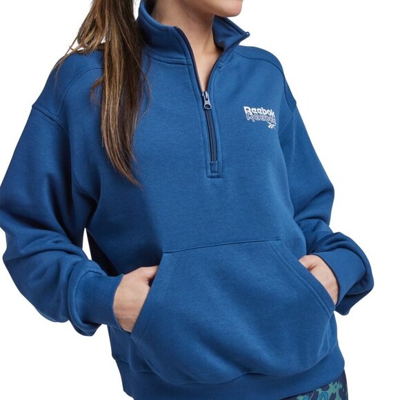 Reebok Identity Quarter Zip Sweatshirt - Uniform Blue, Size XS, NWT - Picture 1 of 5